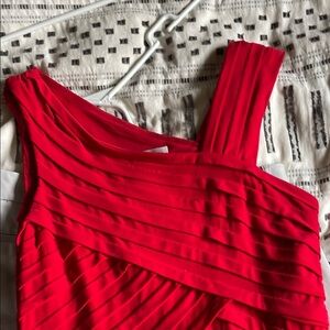 Elegant Red Pleated Dress